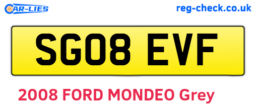 SG08EVF are the vehicle registration plates.