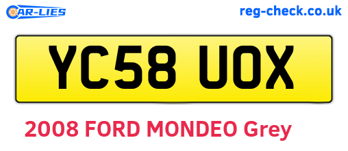 YC58UOX are the vehicle registration plates.