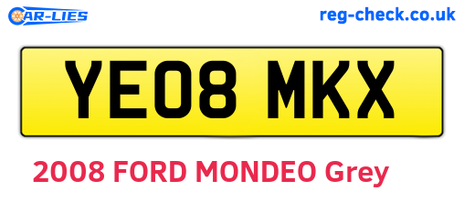 YE08MKX are the vehicle registration plates.