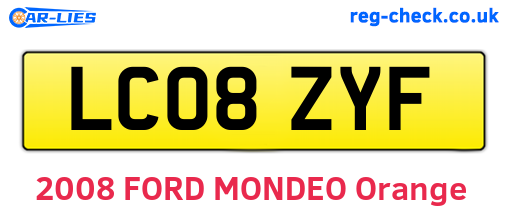 LC08ZYF are the vehicle registration plates.