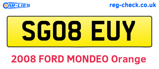 SG08EUY are the vehicle registration plates.
