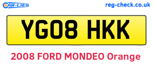 YG08HKK are the vehicle registration plates.