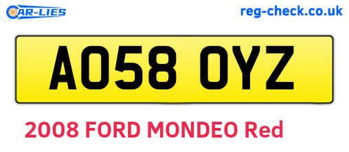AO58OYZ are the vehicle registration plates.