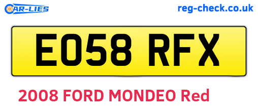 EO58RFX are the vehicle registration plates.