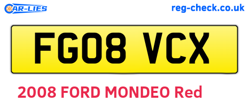 FG08VCX are the vehicle registration plates.