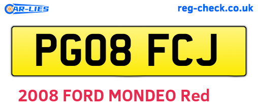 PG08FCJ are the vehicle registration plates.