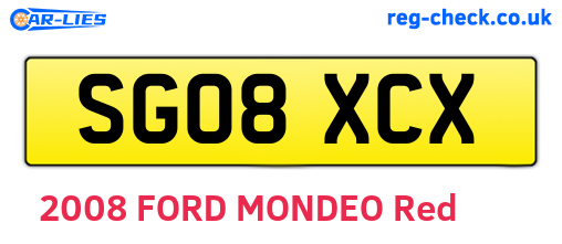 SG08XCX are the vehicle registration plates.