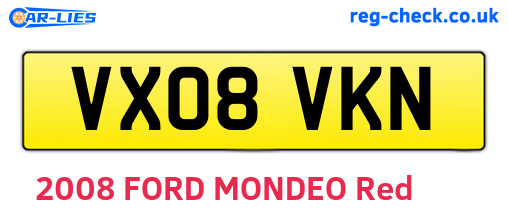 VX08VKN are the vehicle registration plates.