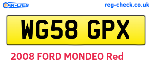 WG58GPX are the vehicle registration plates.