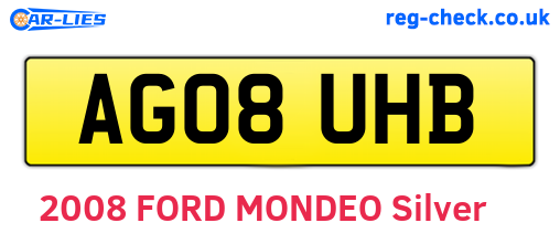 AG08UHB are the vehicle registration plates.