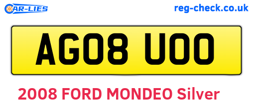AG08UOO are the vehicle registration plates.