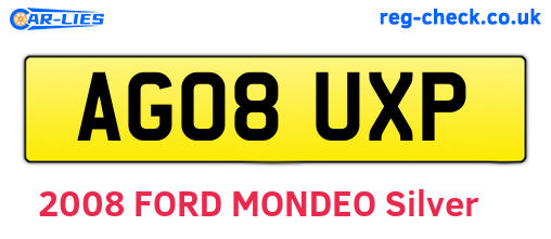 AG08UXP are the vehicle registration plates.