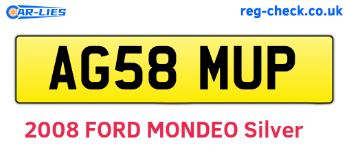 AG58MUP are the vehicle registration plates.