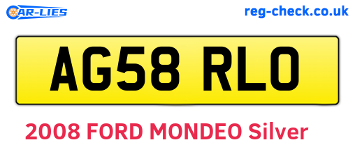 AG58RLO are the vehicle registration plates.