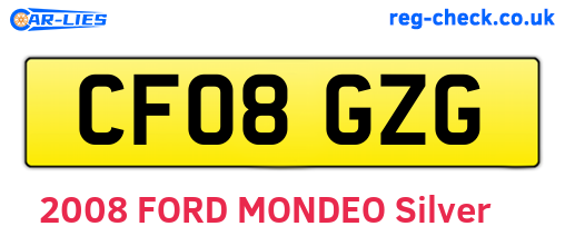 CF08GZG are the vehicle registration plates.
