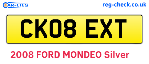CK08EXT are the vehicle registration plates.