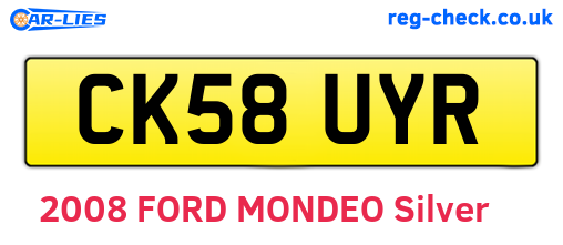 CK58UYR are the vehicle registration plates.