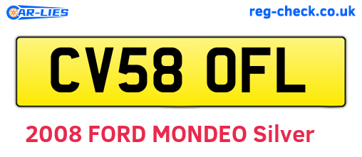 CV58OFL are the vehicle registration plates.