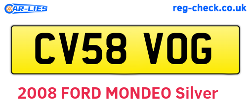 CV58VOG are the vehicle registration plates.