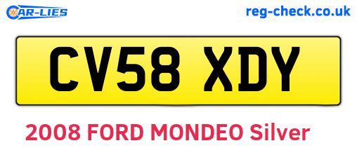 CV58XDY are the vehicle registration plates.