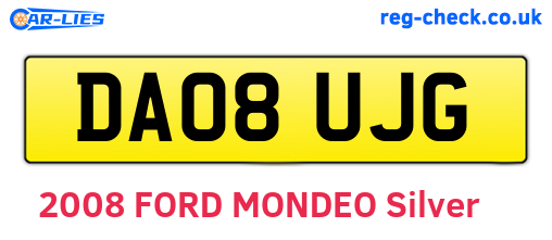 DA08UJG are the vehicle registration plates.