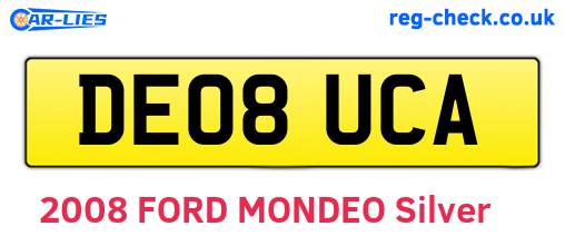 DE08UCA are the vehicle registration plates.
