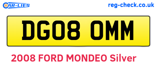 DG08OMM are the vehicle registration plates.