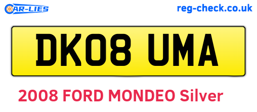 DK08UMA are the vehicle registration plates.