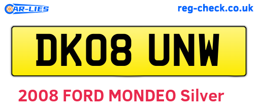 DK08UNW are the vehicle registration plates.
