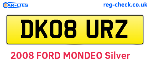 DK08URZ are the vehicle registration plates.