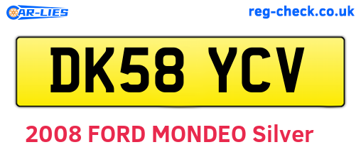 DK58YCV are the vehicle registration plates.
