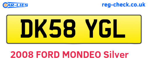 DK58YGL are the vehicle registration plates.