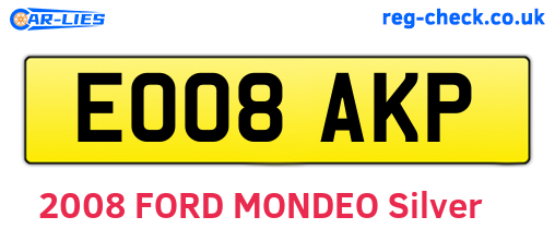 EO08AKP are the vehicle registration plates.