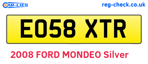 EO58XTR are the vehicle registration plates.
