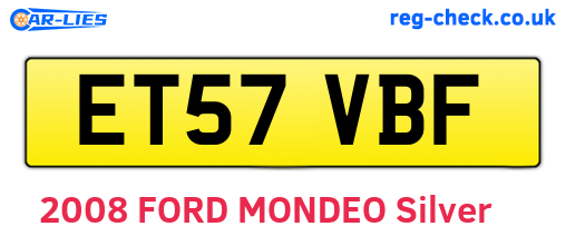 ET57VBF are the vehicle registration plates.