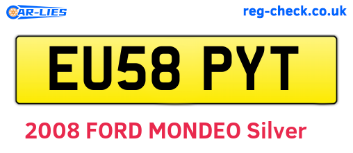 EU58PYT are the vehicle registration plates.