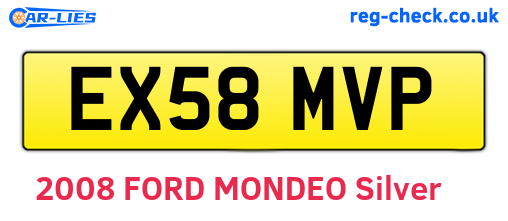 EX58MVP are the vehicle registration plates.