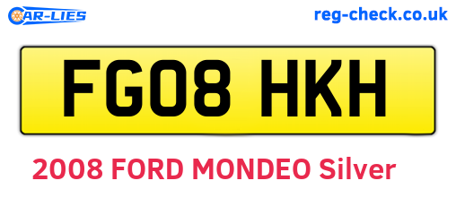 FG08HKH are the vehicle registration plates.