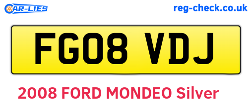 FG08VDJ are the vehicle registration plates.