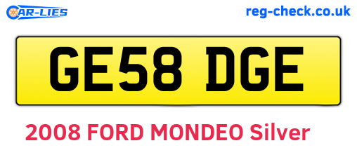 GE58DGE are the vehicle registration plates.