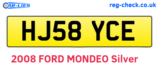 HJ58YCE are the vehicle registration plates.
