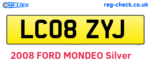 LC08ZYJ are the vehicle registration plates.