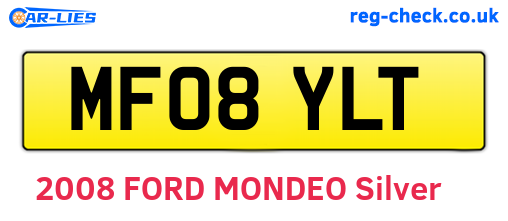 MF08YLT are the vehicle registration plates.
