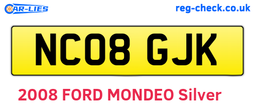 NC08GJK are the vehicle registration plates.