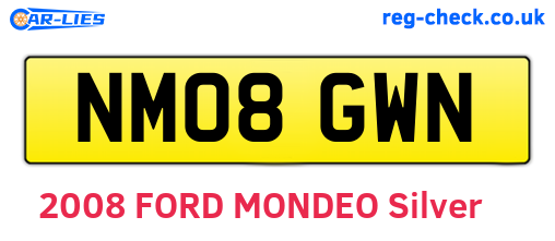 NM08GWN are the vehicle registration plates.