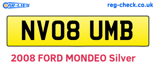 NV08UMB are the vehicle registration plates.