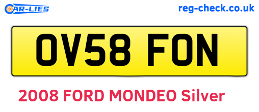 OV58FON are the vehicle registration plates.
