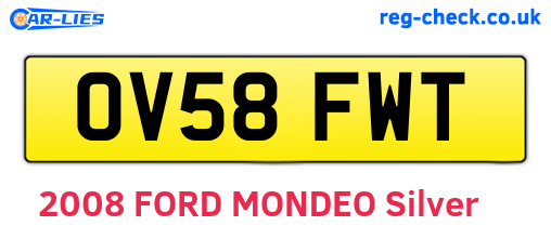 OV58FWT are the vehicle registration plates.