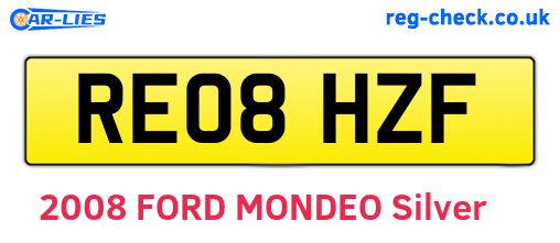 RE08HZF are the vehicle registration plates.