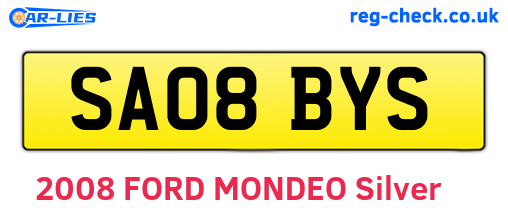 SA08BYS are the vehicle registration plates.